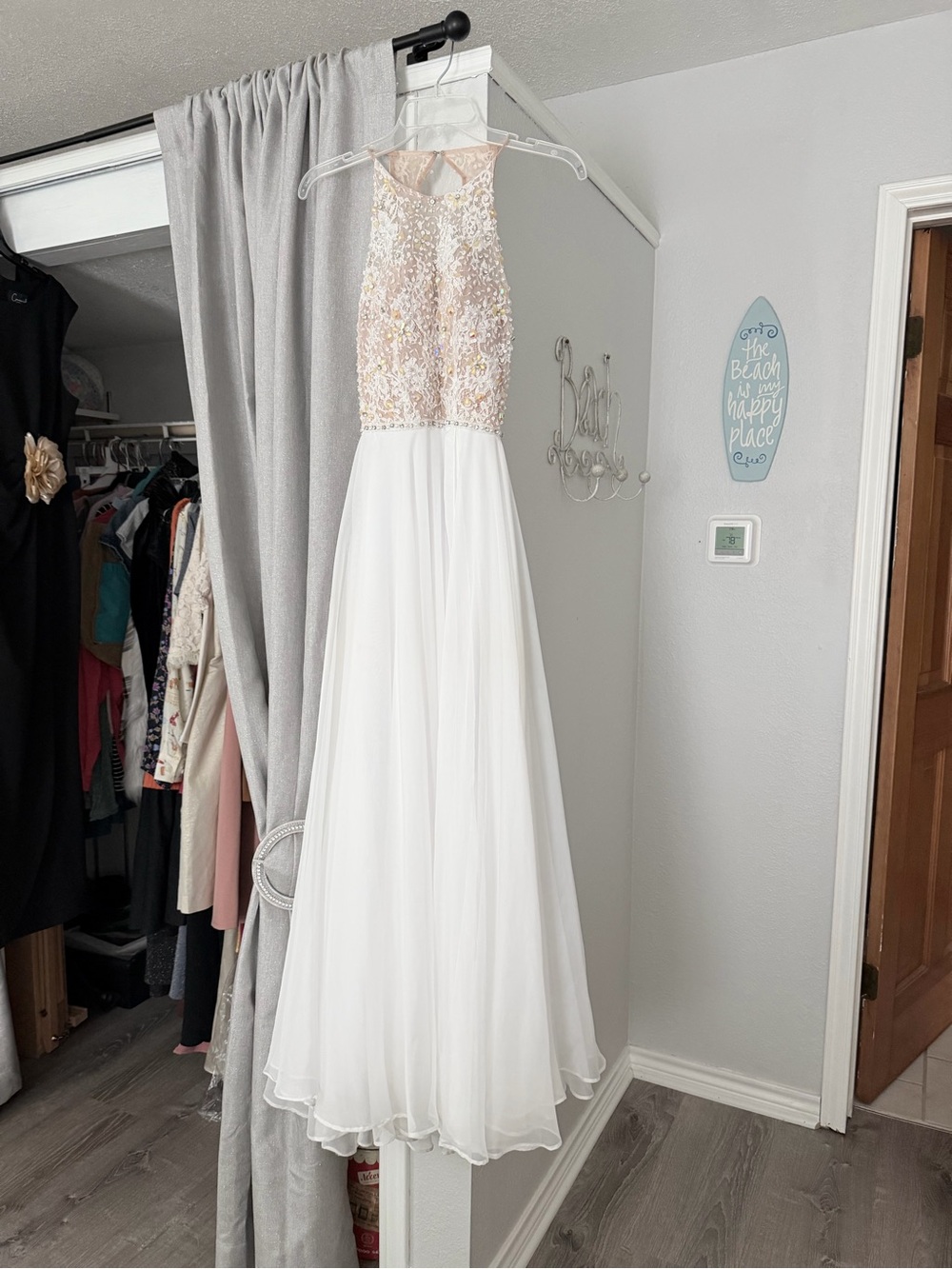 Sherri Hill White Beaded Bodice Evening Gown - Picture 2 of 15